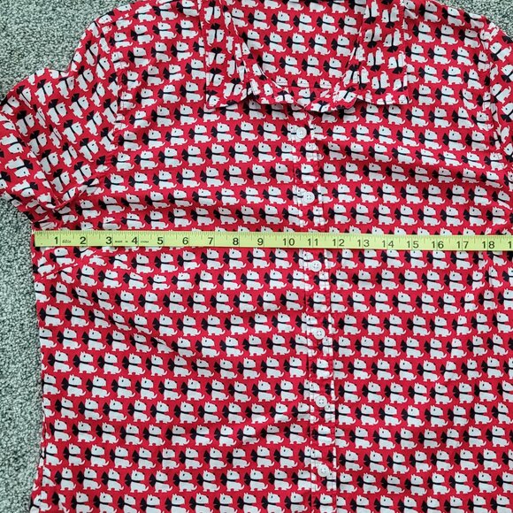 Crown & Ivy Red White & Blue  Dog Print Blouse Large - Picture 7 of 12